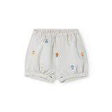Lyse babyshorts with embroidered fruits and elastic waist.