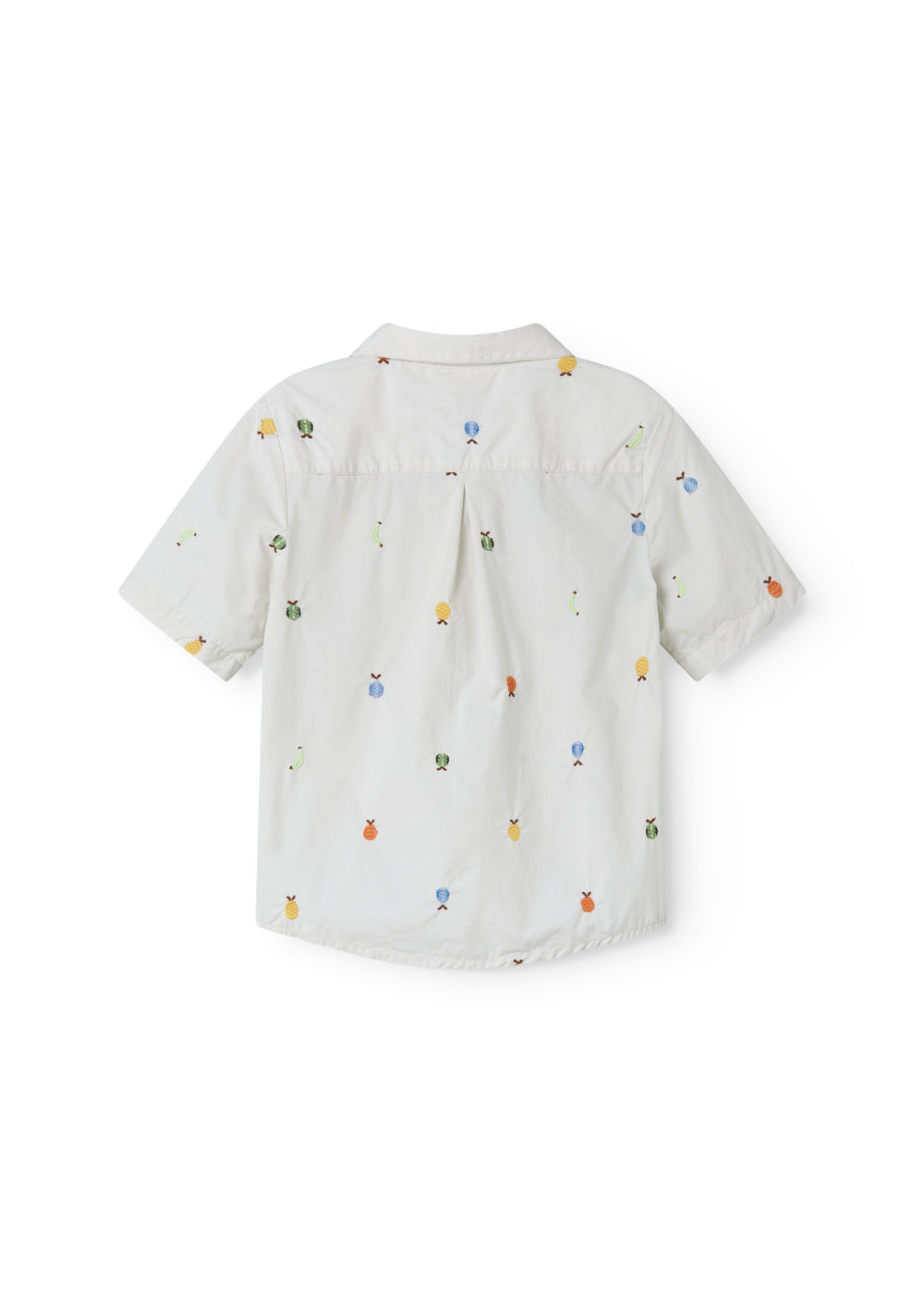 Lys skjorte til barn med broderede frugter