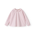 Red children's blouse with collar and long sleeves