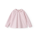 Red children's blouse with collar and long sleeves