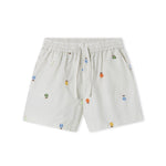 Lys children's shorts with embroidered fruits and elastic waist.