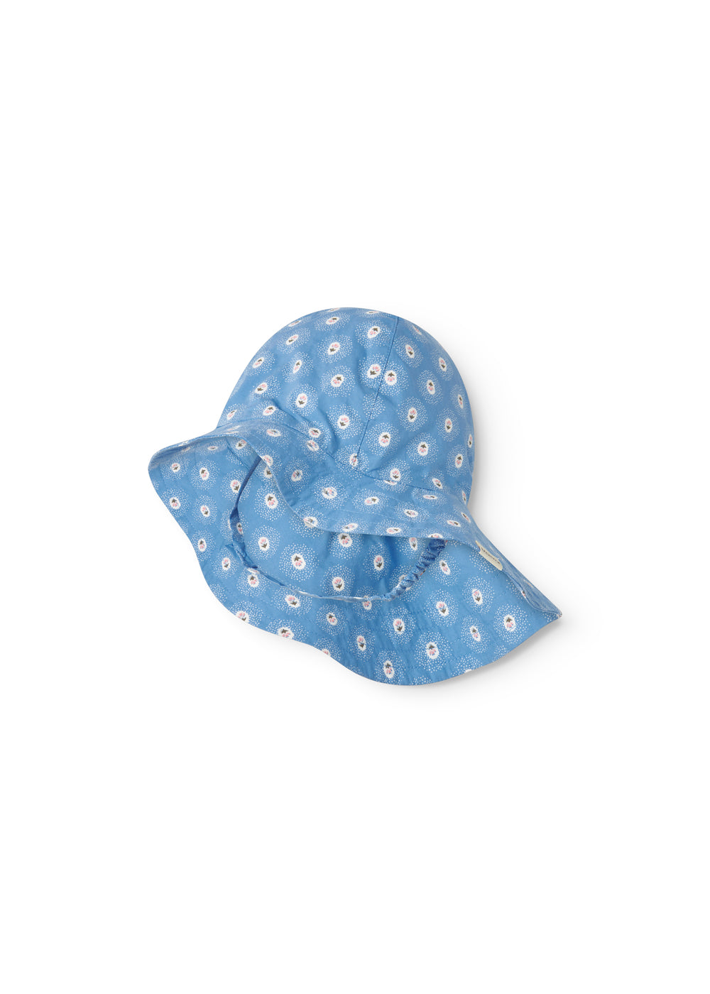 Blue sun hat for baby with small flowers