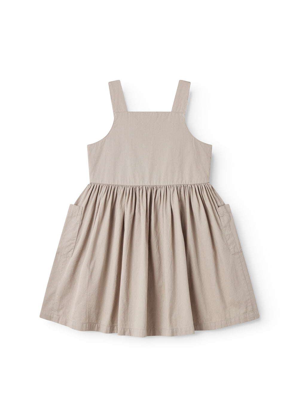 Grå Ærmeløs kjole til børn med brede stropper, knapper og lommer