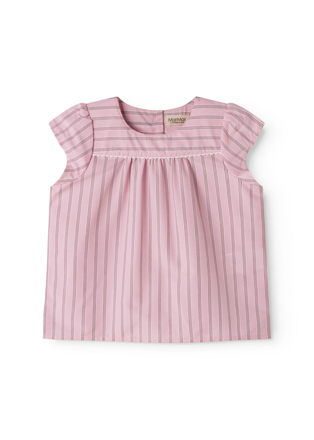 Red t-shirt with fine stripes and a front panel for baby