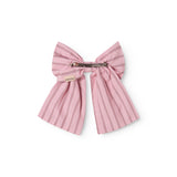 Lyserød sløjfespænde til håret med fine striber