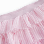 Lyserød nederdel til børn i let, plisseret tyl med flere lag