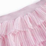 Lyserød nederdel til børn i let, plisseret tyl med flere lag
