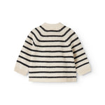 Baby strik cardigan med striber og slå-om lukning