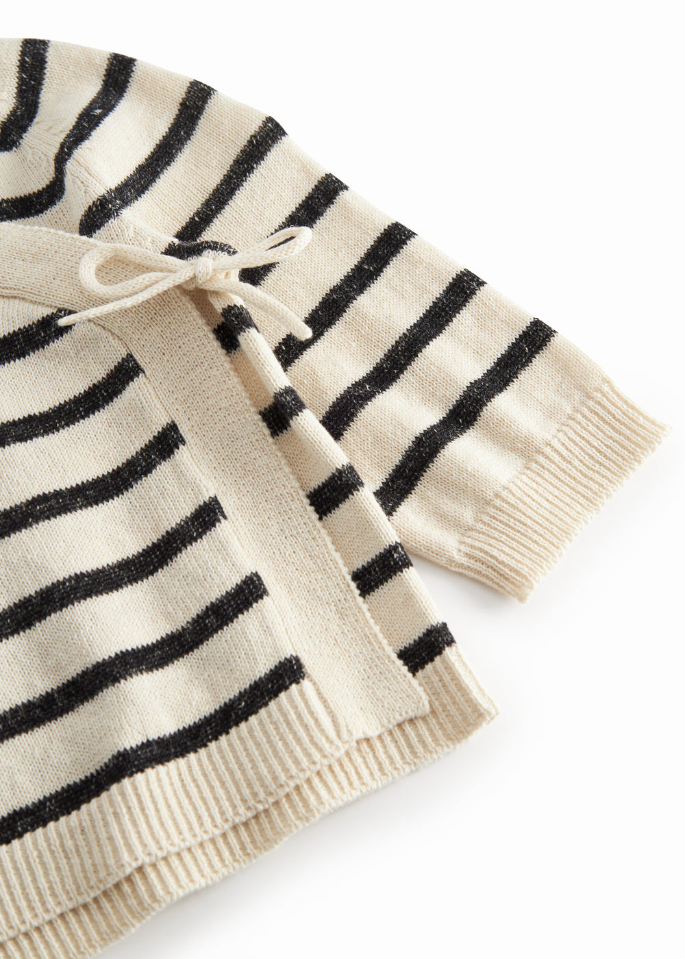 Baby striped cardigan with stripes and a toggle closure