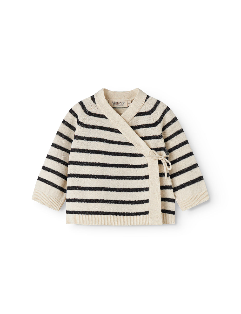 Baby striped cardigan with stripes and a toggle closure