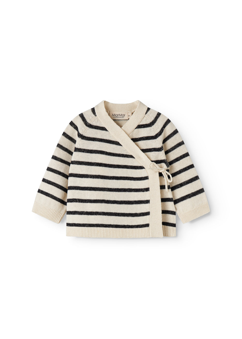 Baby striped cardigan with stripes and a toggle closure