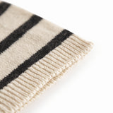 White and black baby booties with ribbons.