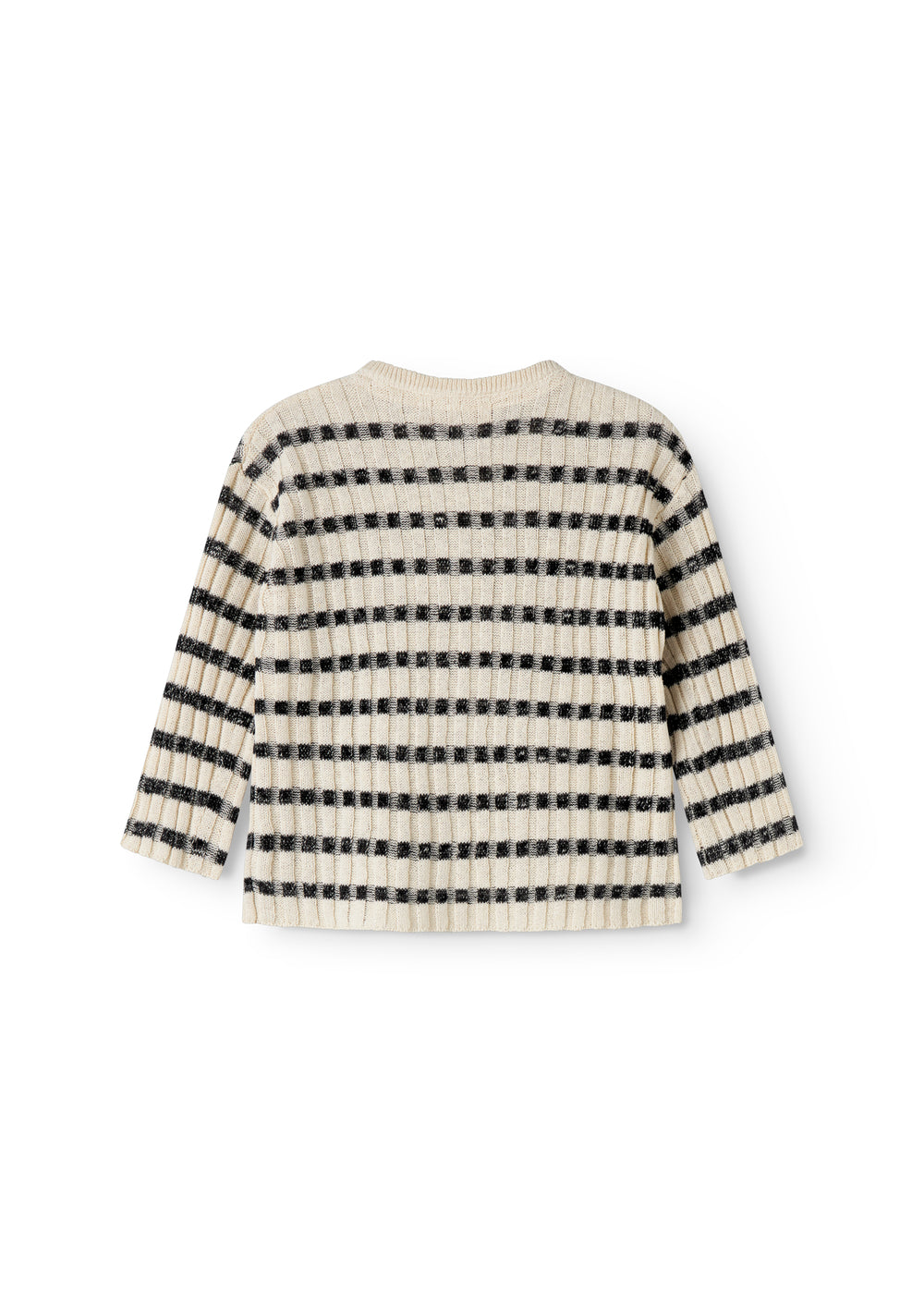 Strik baby cardigan med rund hals, striber og knaplukning