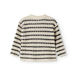 Strik baby cardigan med rund hals, striber og knaplukning
