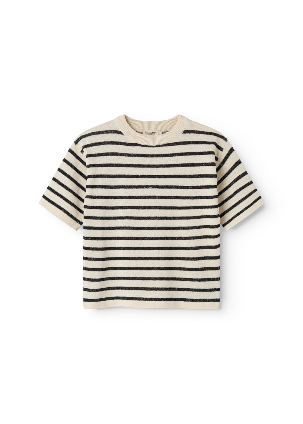 Striped t-shirt for children with short sleeves and round neck.