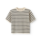 Striped t-shirt for children with short sleeves and round neck.