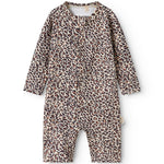 Bathing suit for children with brown leopard print