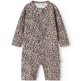 Bathing suit for children with brown leopard print
