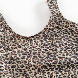 Badedragt til børn med brunt leopardmønster