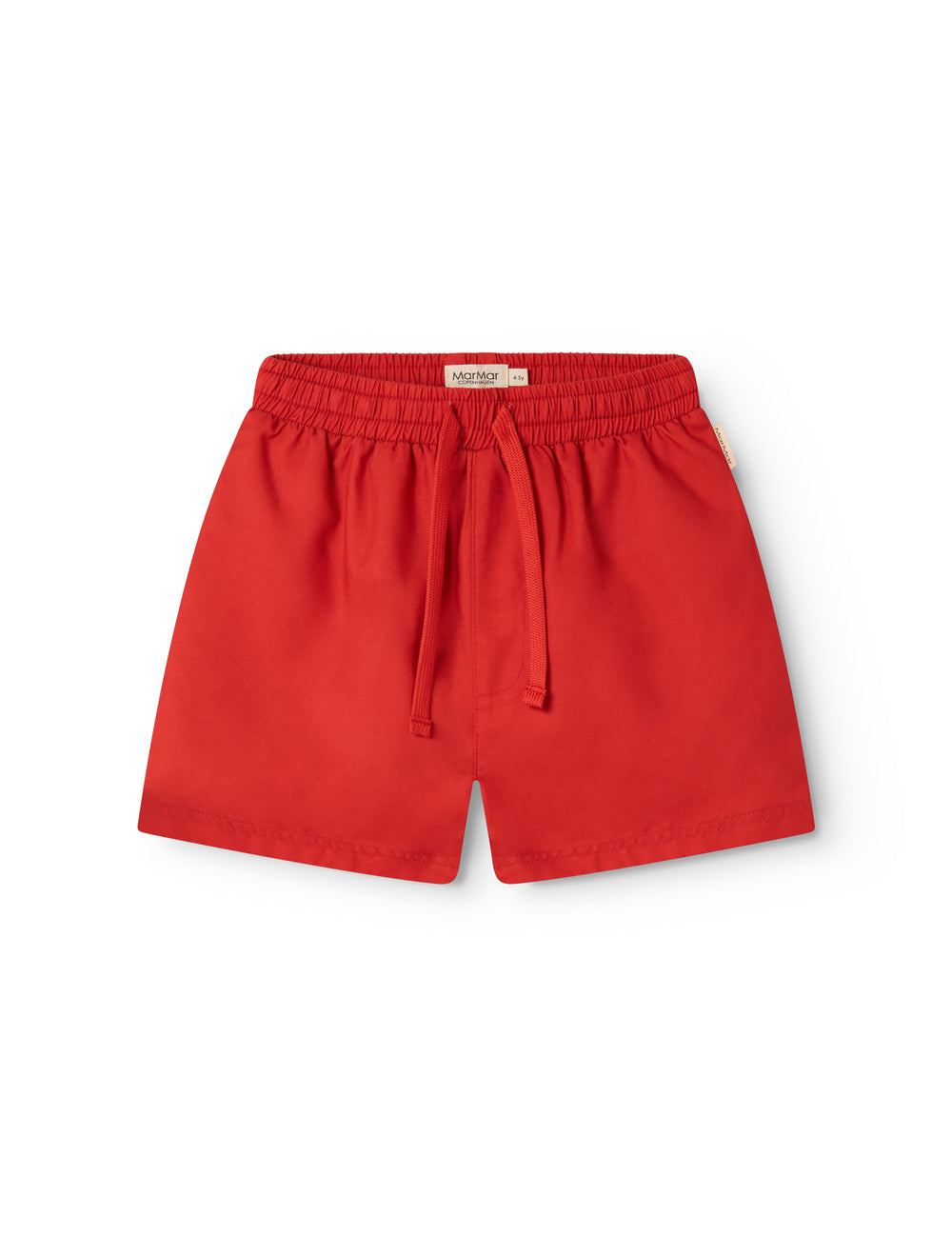 Red swim trunks for children with drawstring