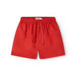 Red swim trunks for children with drawstring