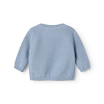 Blå strikket babybluse med knaplukning