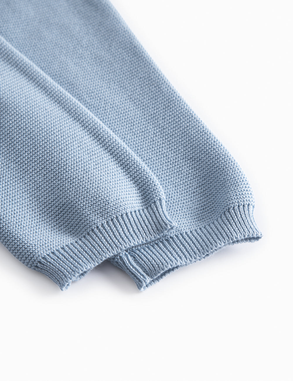 Blå strikket babybukser