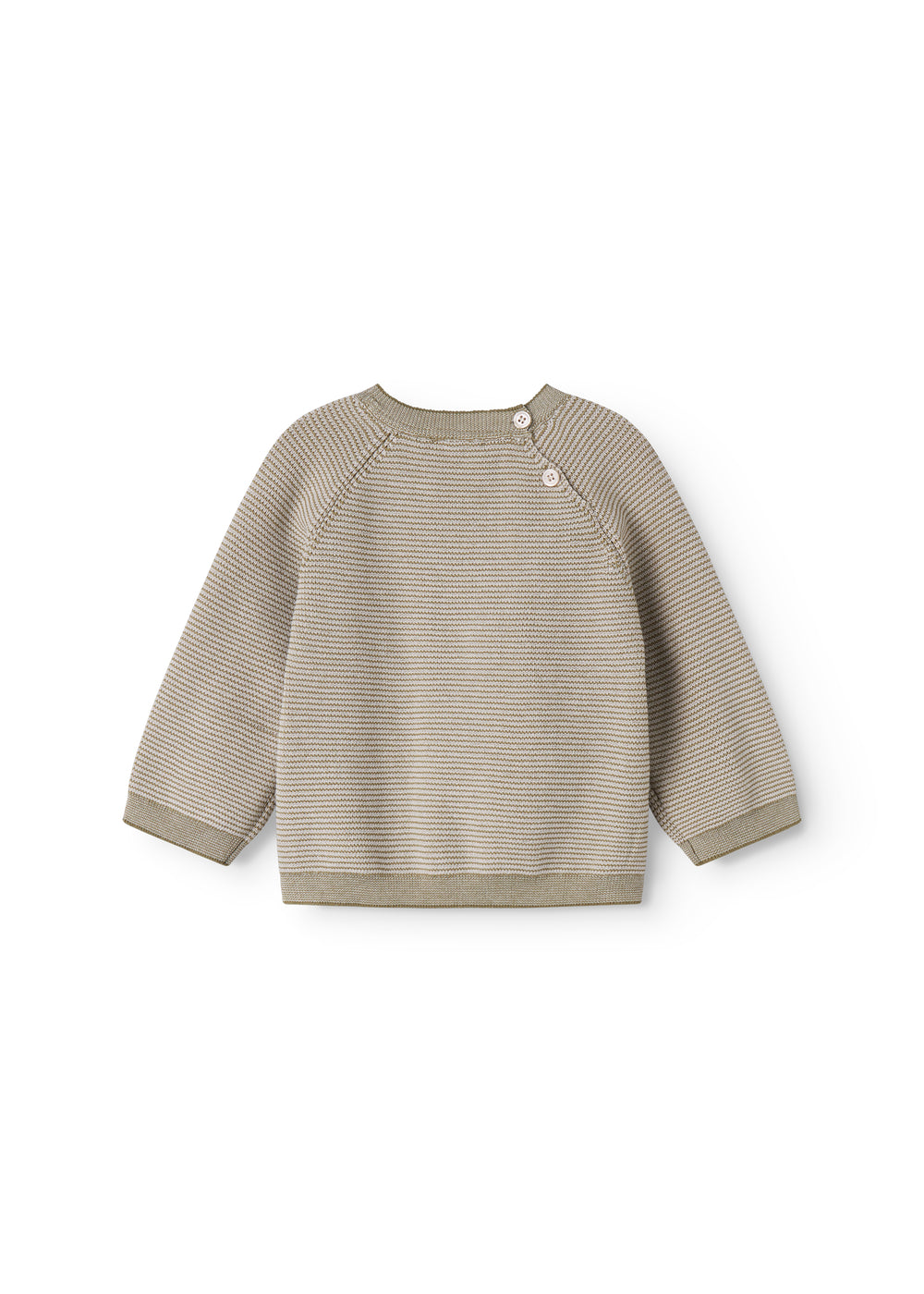 Beige strikbluse med knapper til baby