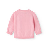 Rosa strikbluse med knapper til baby