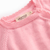 Rosa strikbluse med knapper til baby
