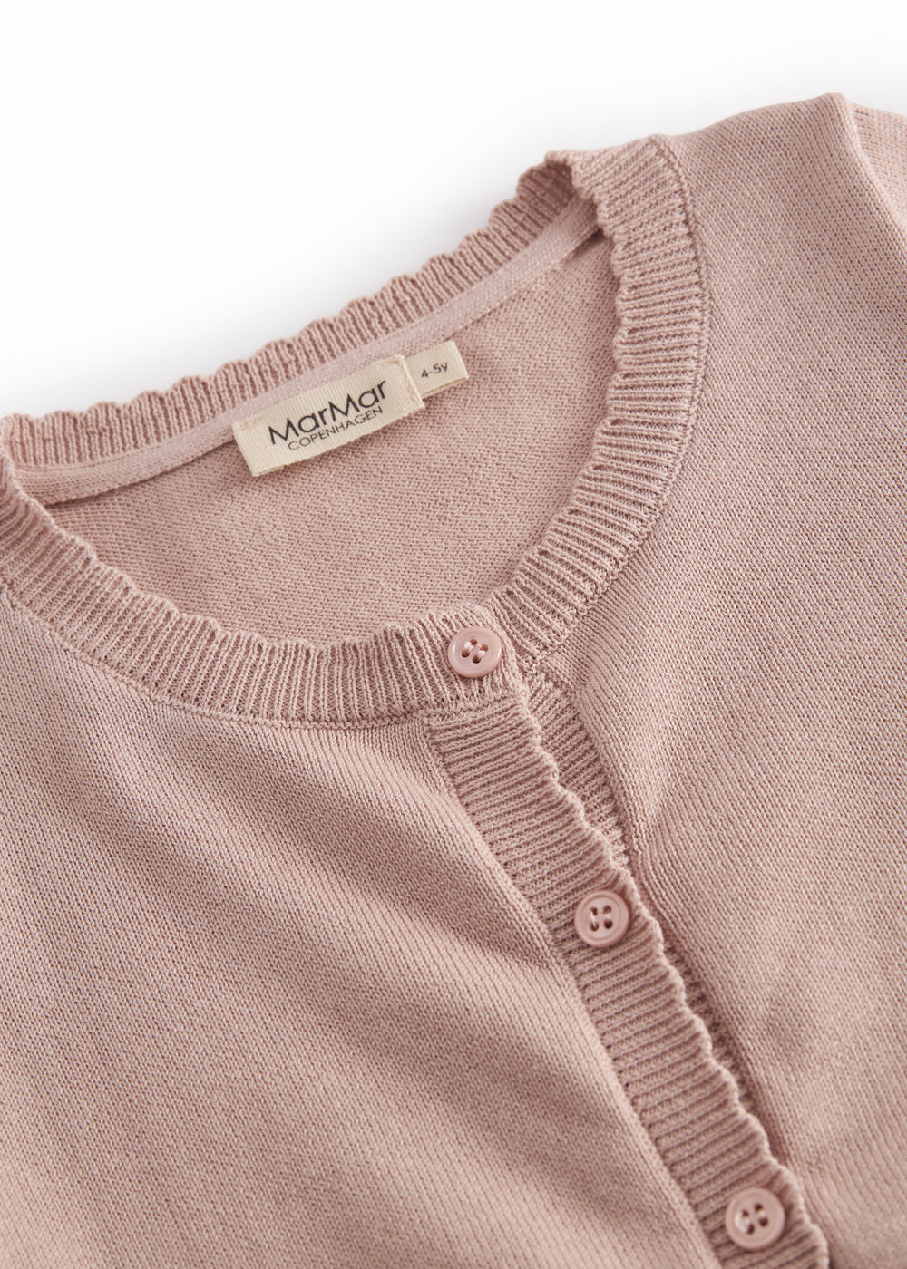 Strik cardigan til børn i taupe nuance med knapper foran