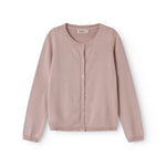 Striped cardigan for children in taupe shade with buttons upfront