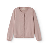 Striped cardigan for children in taupe shade with buttons upfront