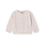 Stylish baby cardigan with a cute pattern and button closure.