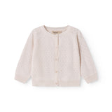 Stylish baby cardigan with a cute pattern and button closure.
