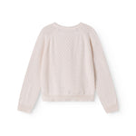 Strik cardigan til børn med fint hulmønster og knaplukning