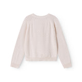 Strik cardigan til børn med fint hulmønster og knaplukning