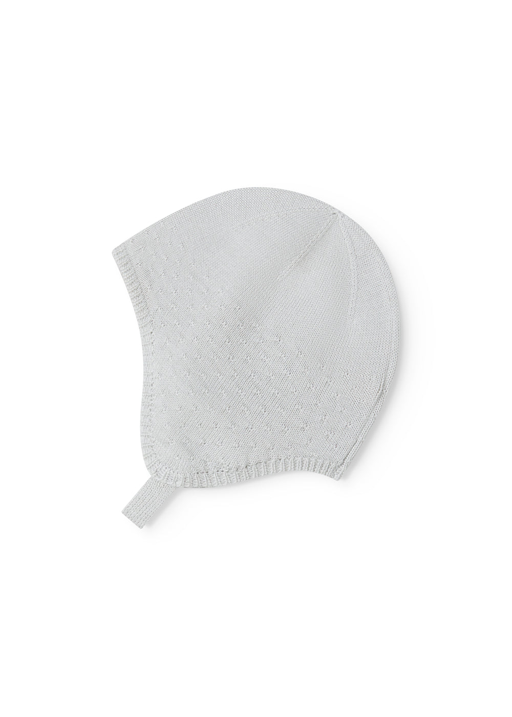 Strikket babyhjelm i lysegrøn med knaplukning