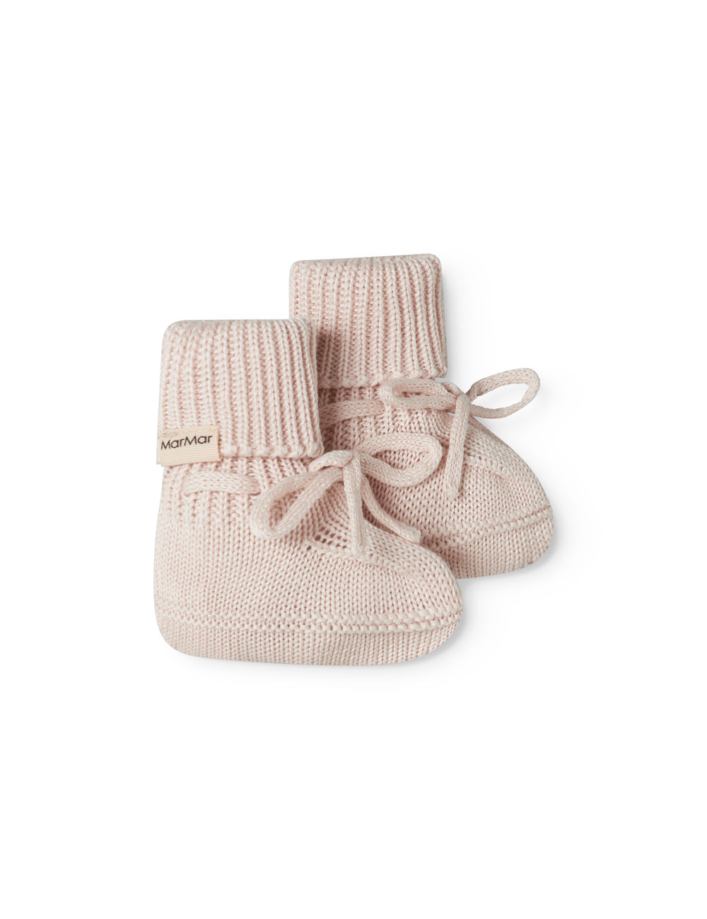 Red baby food in bright red with a ribbed edge and a tie.