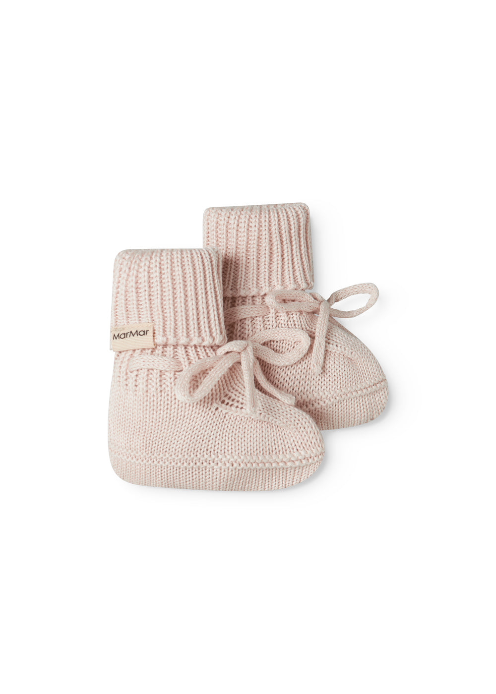 Red baby food in bright red with a ribbed edge and a tie.