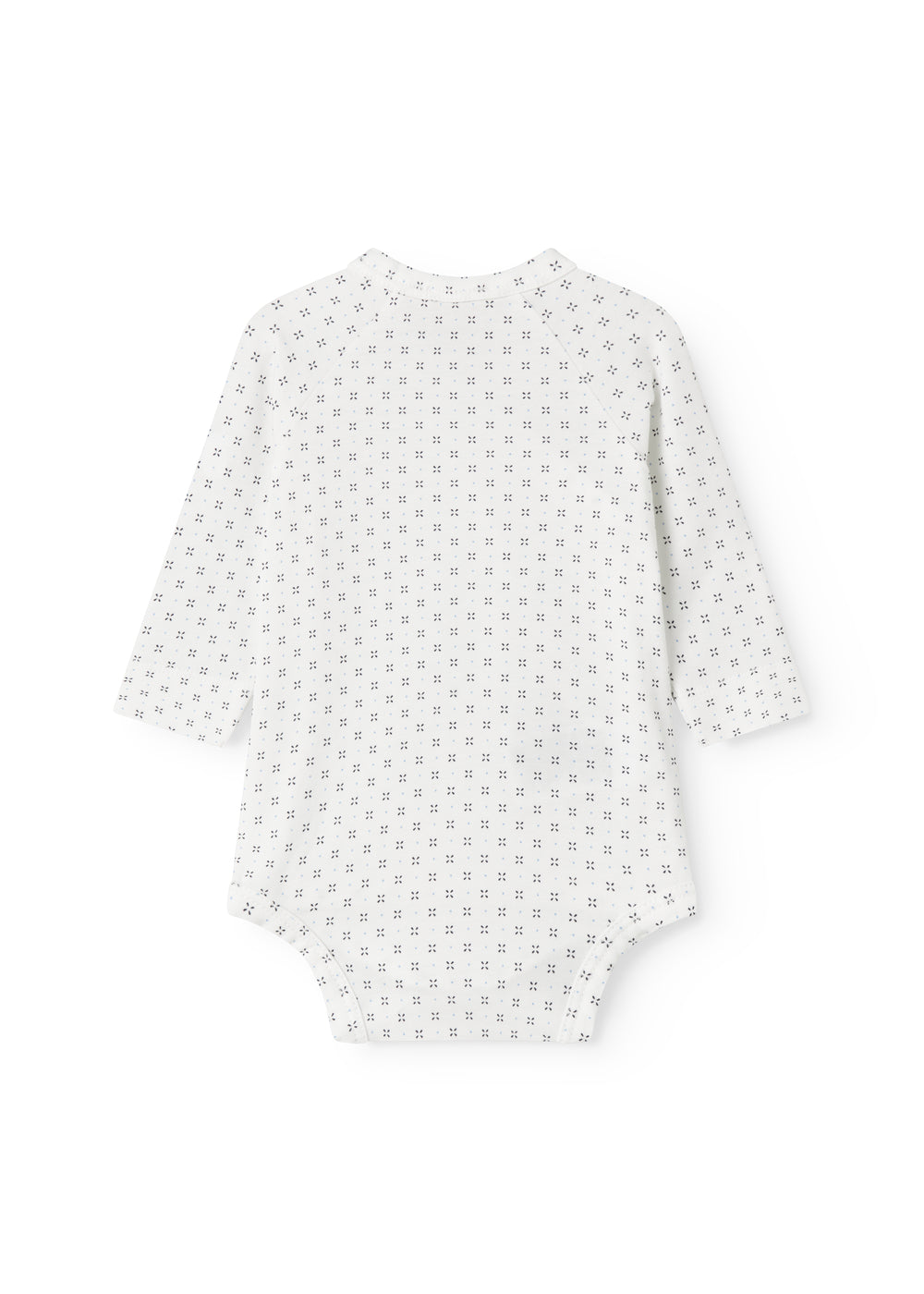 White baby bodysuit with fine pattern