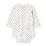 White baby bodysuit with fine pattern