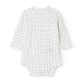 White baby bodysuit with fine pattern