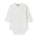 White baby bodysuit with fine pattern