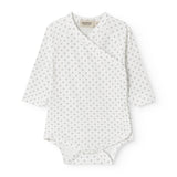 White baby bodysuit with fine pattern