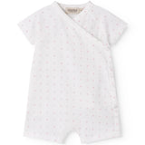 White baby romper without legs with fine floral pattern