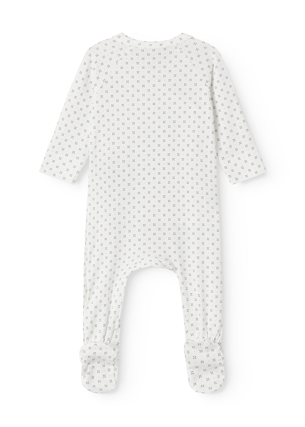 Hvid baby heldragt med fødder i fint mønster