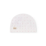 White baby hat with small flowers