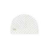 White baby hat with fine pattern