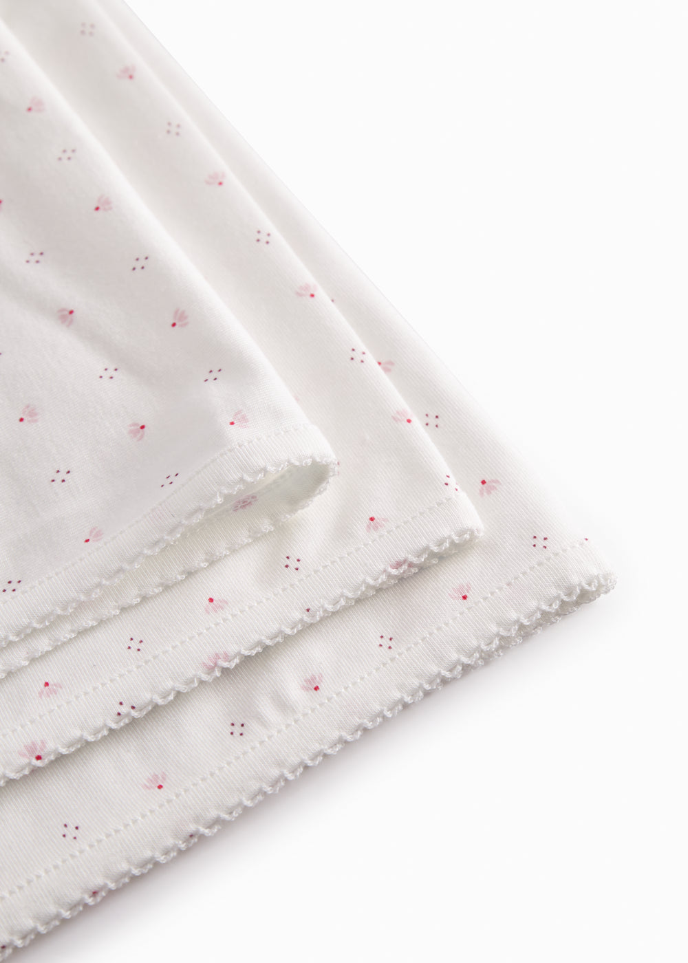 White baby blanket with small flowers